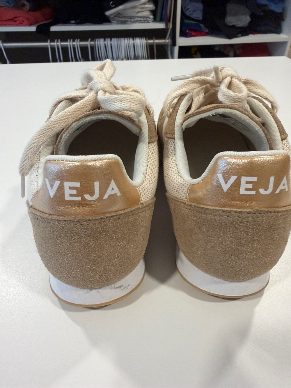 Beige & Cream Women's Casual Sneakers - Lightweight Comfort - Picture 2 of 4